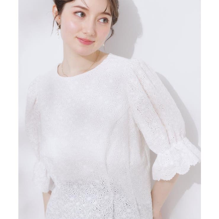 【一枚で着映える 花柄刺繍 5分袖】バックレースアップ | Couture brooch | 詳細画像7 