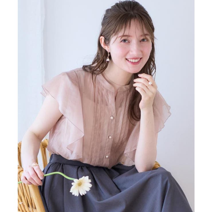 【洗える・オシャレな透け感】タックデザインフレア袖シアーブラウス | Couture brooch | 詳細画像36 