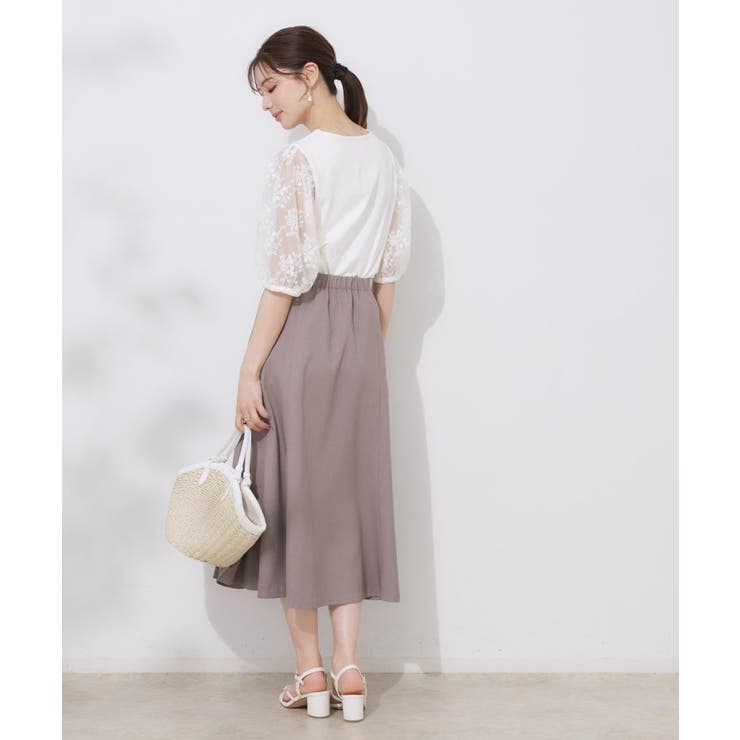 【接触冷感・UV・マシンウォッシャブル】袖レースデザイントップス | Couture brooch | 詳細画像3 