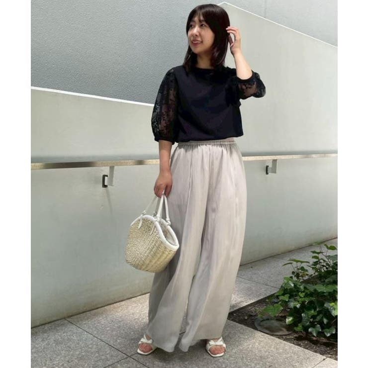 【接触冷感・UV・マシンウォッシャブル】袖レースデザイントップス | Couture brooch | 詳細画像23 