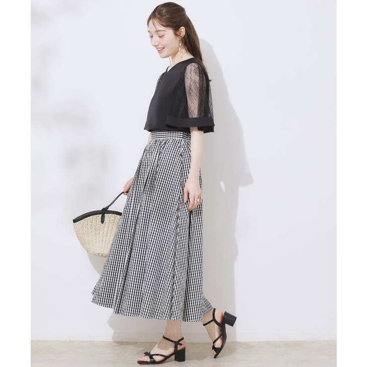 【マシンウォッシャブル・シアー・細見え】Vネック袖レースフレアブラウス | Couture brooch | 詳細画像12 