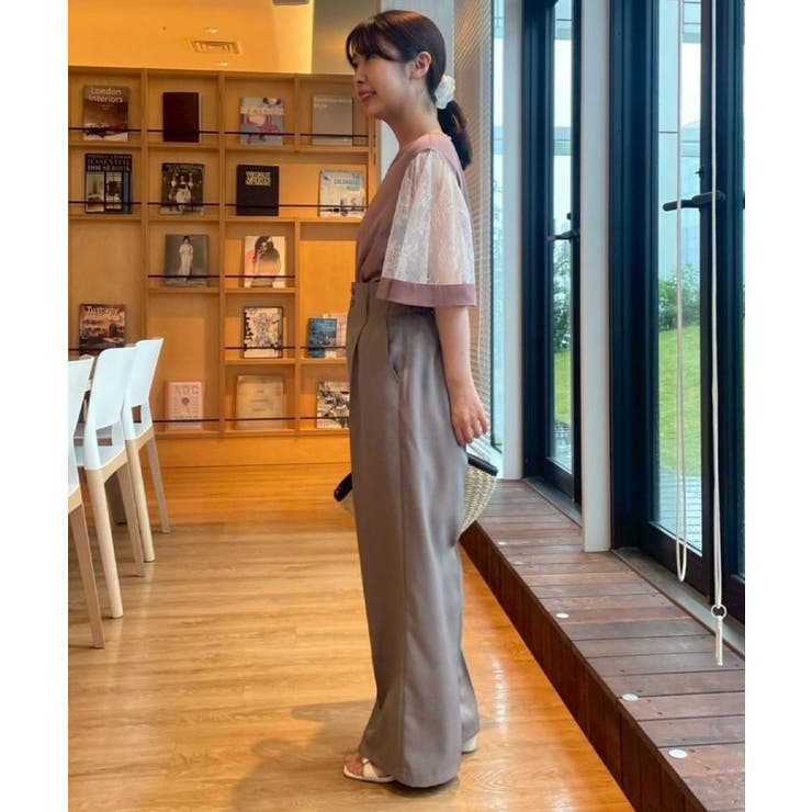 【マシンウォッシャブル・シアー・細見え】Vネック袖レースフレアブラウス | Couture brooch | 詳細画像29 