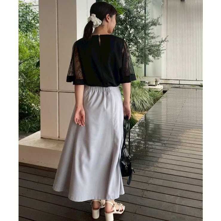 【マシンウォッシャブル・シアー・細見え】Vネック袖レースフレアブラウス | Couture brooch | 詳細画像20 