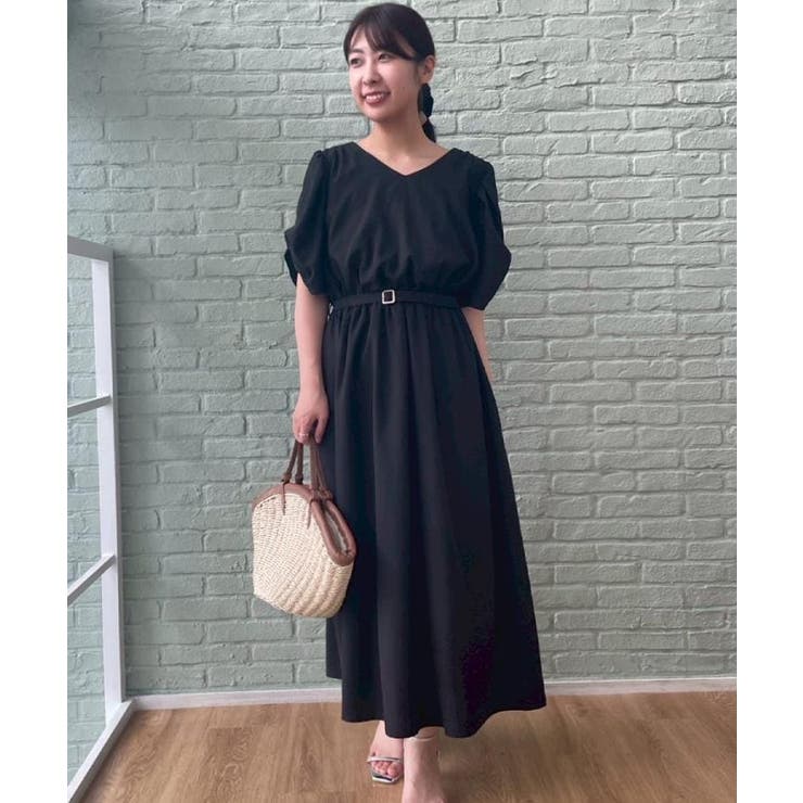 【マシンウォッシャブル・二の腕カバー】ウエストベルトVネックワンピース | Couture brooch | 詳細画像18 