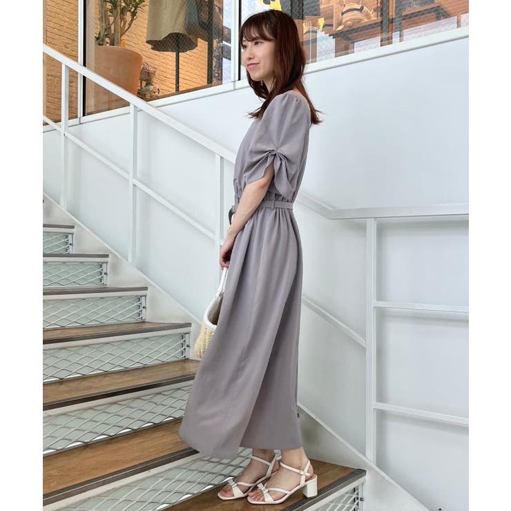 【マシンウォッシャブル・二の腕カバー】ウエストベルトVネックワンピース | Couture brooch | 詳細画像9 