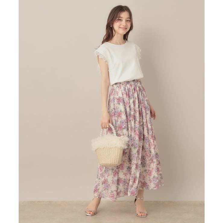 【マシンウォッシャブル・UVケア・接触冷感】フレンチ肩レースカットソー | Couture brooch | 詳細画像1 