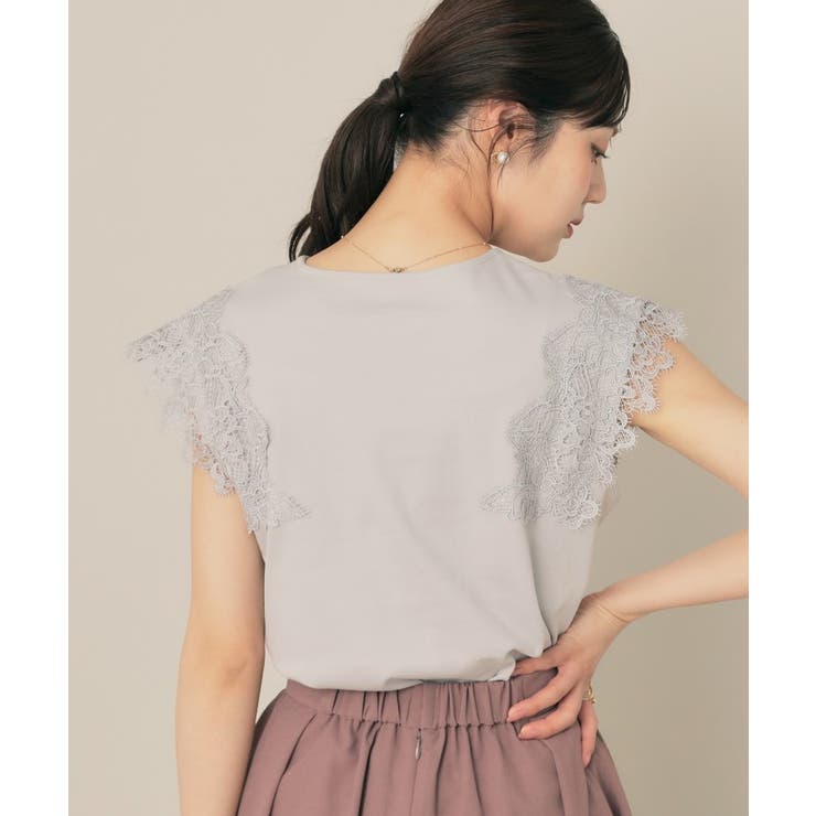 【マシンウォッシャブル・UVケア・接触冷感】フレンチ肩レースカットソー | Couture brooch | 詳細画像16 