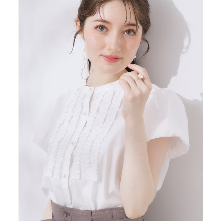 【大人フェミニン・華奢見え・通勤】フロントフリルシャツ | Couture brooch | 詳細画像6 
