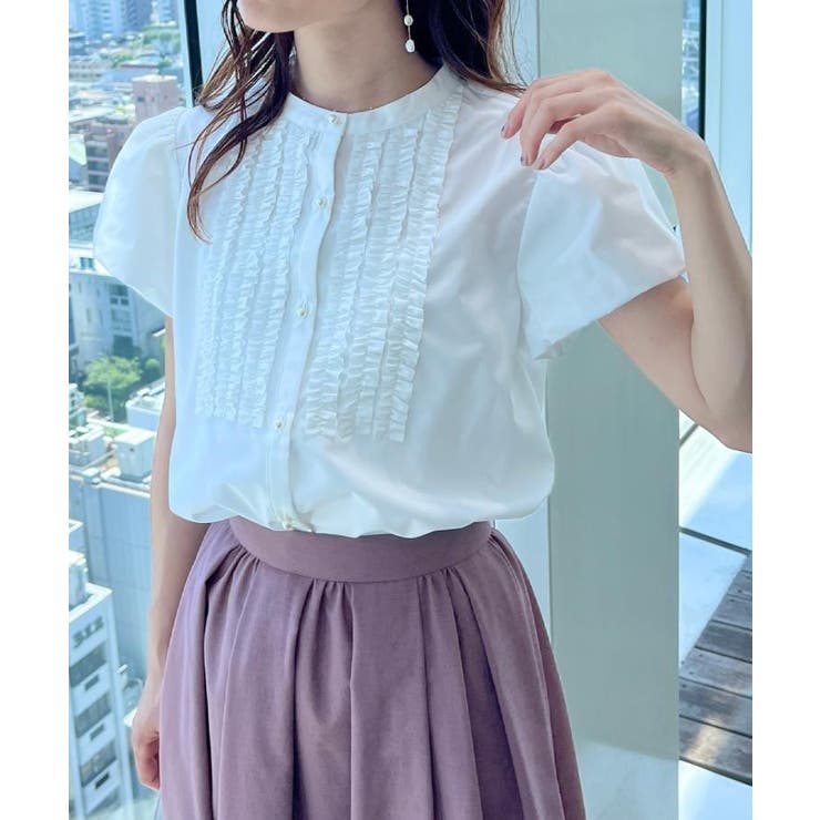 【大人フェミニン・華奢見え・通勤】フロントフリルシャツ | Couture brooch | 詳細画像14 