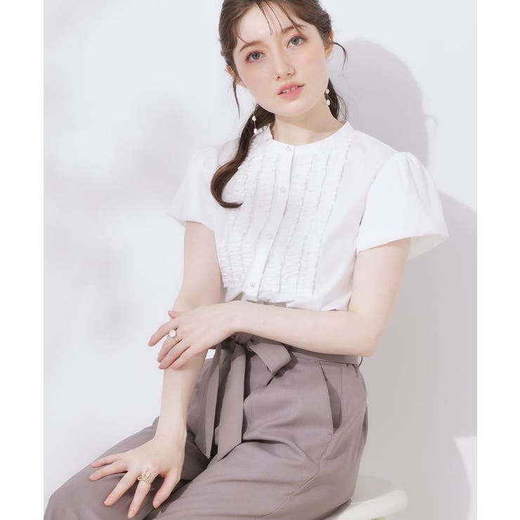 【大人フェミニン・華奢見え・通勤】フロントフリルシャツ | Couture brooch | 詳細画像4 