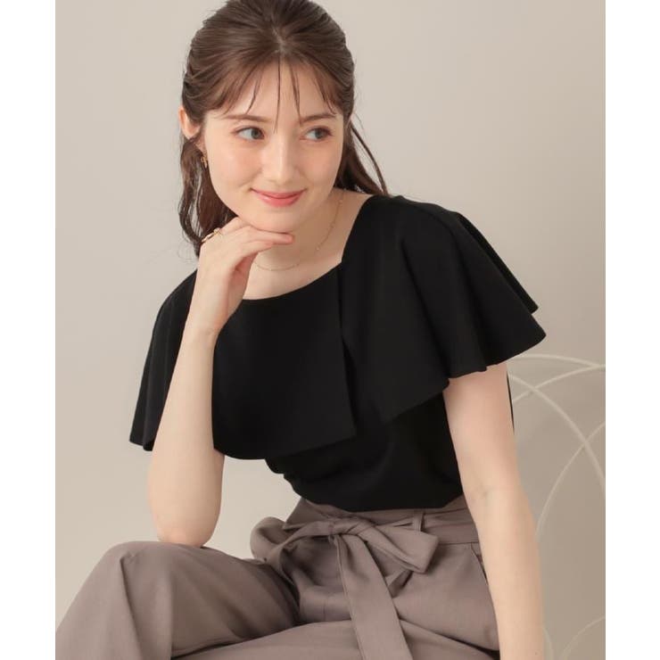 ブラック(019) | 【マシンウォッシャブル・UVケア・接触冷感】2WAYケープデザインカットソー | Couture brooch