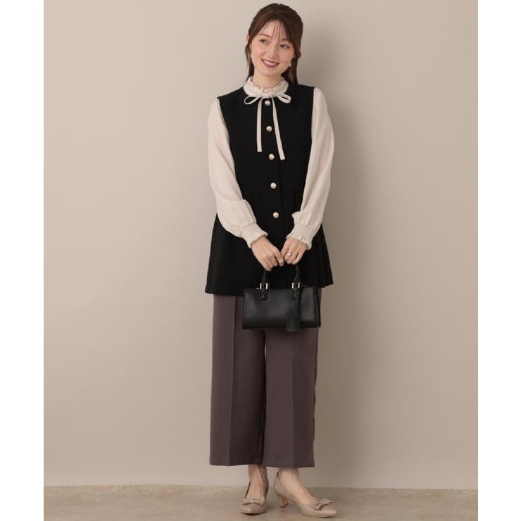 【フェミニン・きれいめ】ゴールド釦ペプラムジレ | Couture brooch | 詳細画像1 