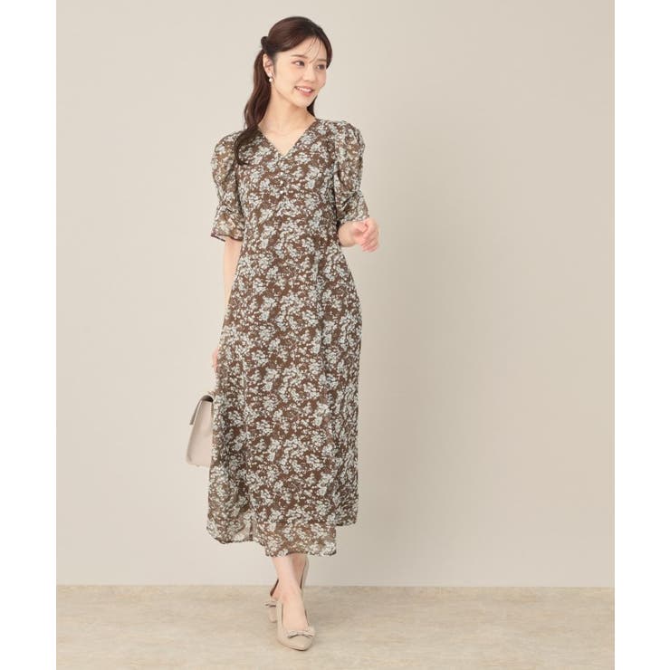 【一枚で着映える・通勤】Vネックフラワーワンピース | Couture brooch | 詳細画像16 