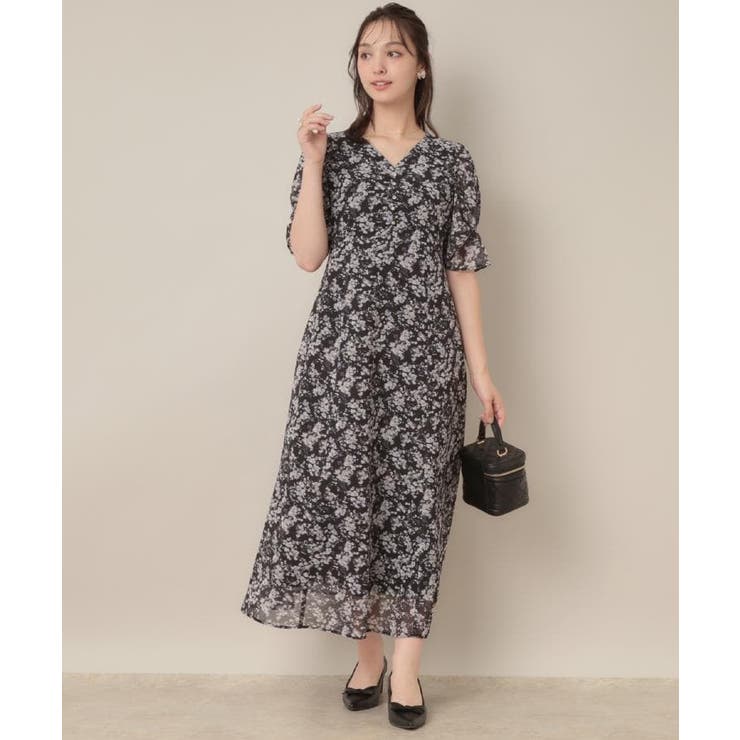 【一枚で着映える・通勤】Vネックフラワーワンピース | Couture brooch | 詳細画像8 