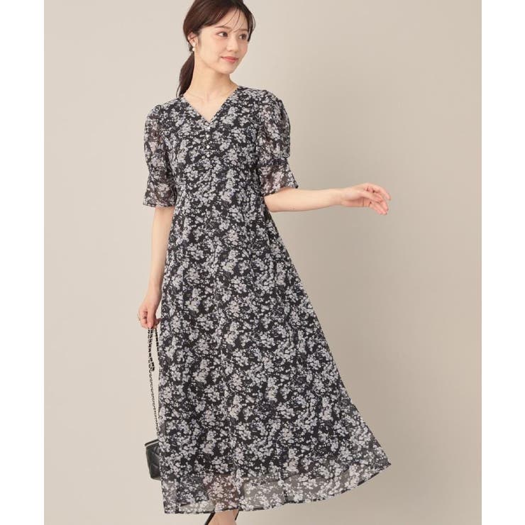 【一枚で着映える・通勤】Vネックフラワーワンピース | Couture brooch | 詳細画像7 