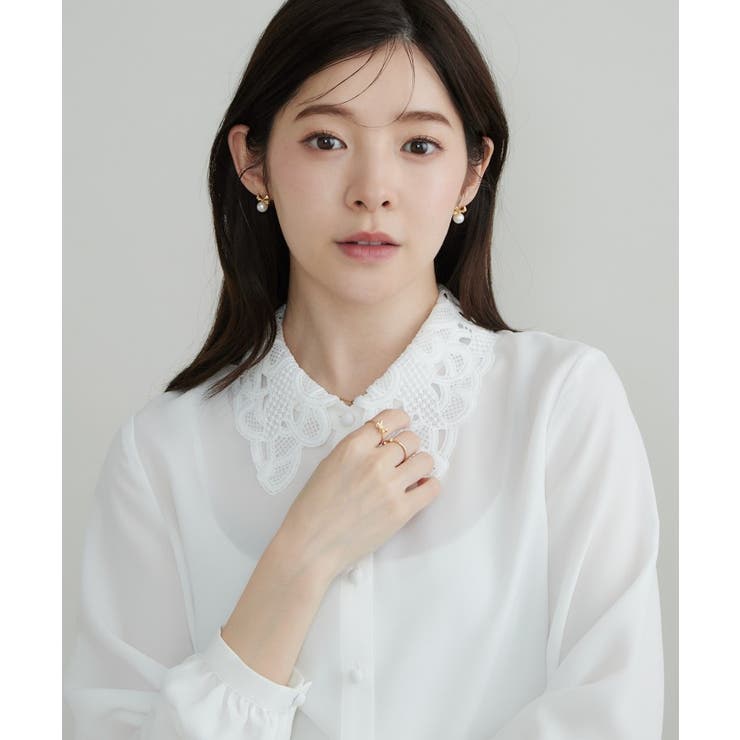 【お顔まわり彩る】レース衿ジョーゼットブラウス | Couture brooch | 詳細画像3 