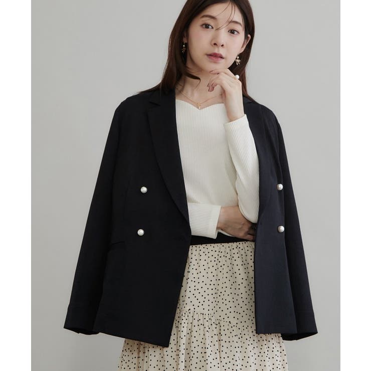 【マシンウォッシャブル イージーケア】パール風釦テーラードジャケット【毛玉になり… | Couture brooch | 詳細画像5 