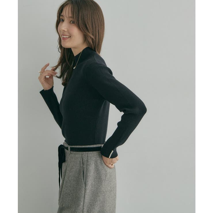 【大人フェミニンのBASIC】パール調リブニット【吸湿発熱 静電気防止 抗菌防臭 | Couture brooch | 詳細画像27 