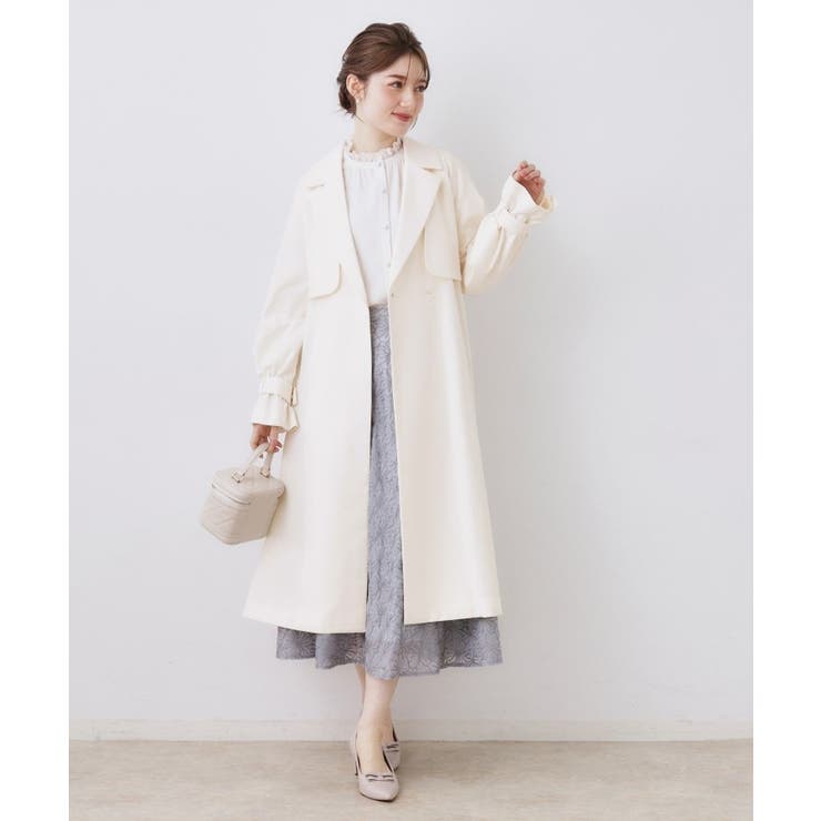 【撥水・ハレの日・通勤】ロングトレンチコート | Couture brooch | 詳細画像1 
