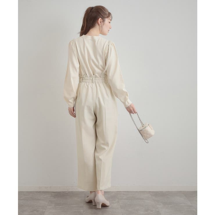 【洗える・通勤】ウエストリボン サスペンダー付きワイドパンツ | Couture brooch | 詳細画像8 