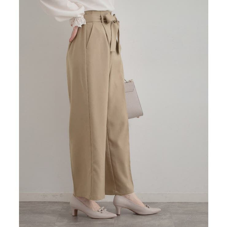 【洗える・通勤】ウエストリボン サスペンダー付きワイドパンツ | Couture brooch | 詳細画像19 