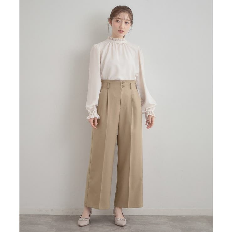 【洗える・通勤】ウエストリボン サスペンダー付きワイドパンツ | Couture brooch | 詳細画像15 
