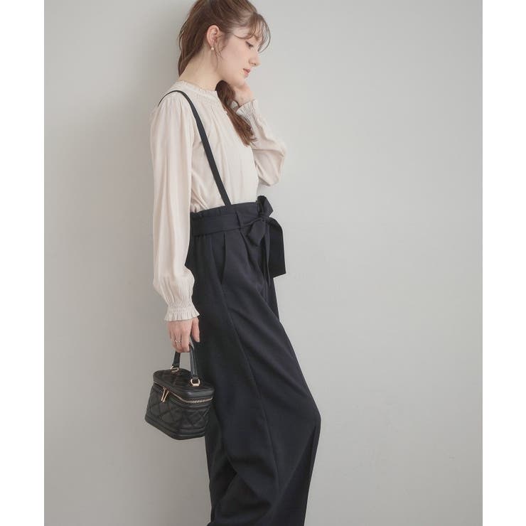 【洗える・通勤】ウエストリボン サスペンダー付きワイドパンツ | Couture brooch | 詳細画像33 