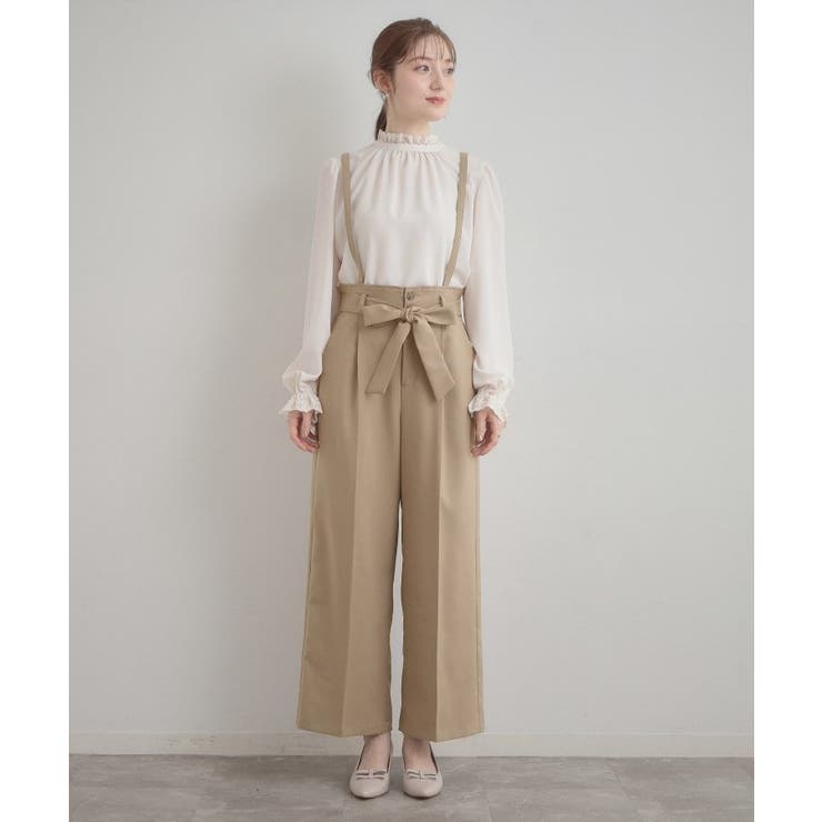【洗える・通勤】ウエストリボン サスペンダー付きワイドパンツ | Couture brooch | 詳細画像43 