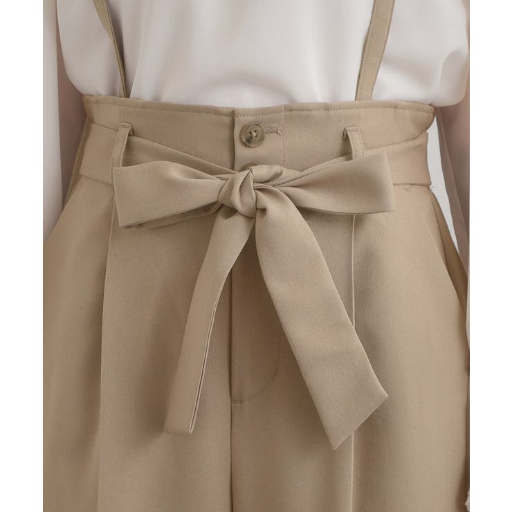 【洗える・通勤】ウエストリボン サスペンダー付きワイドパンツ | Couture brooch | 詳細画像48 