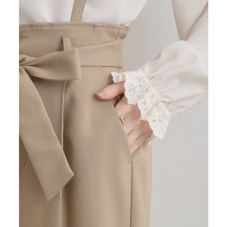 【洗える・通勤】ウエストリボン サスペンダー付きワイドパンツ | Couture brooch | 詳細画像49 