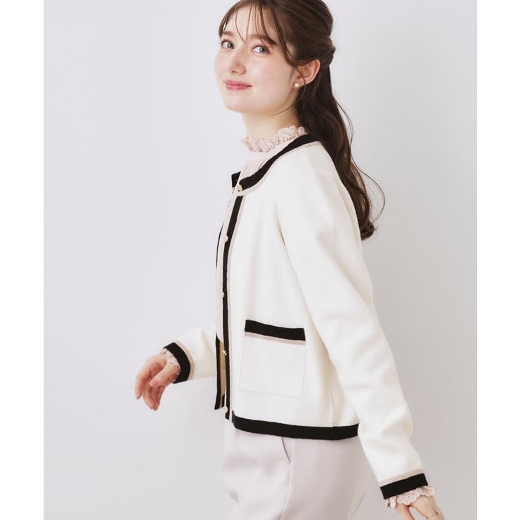 【ハレの日・通勤・着映え】配色 総針カーディガン | Couture brooch | 詳細画像8 