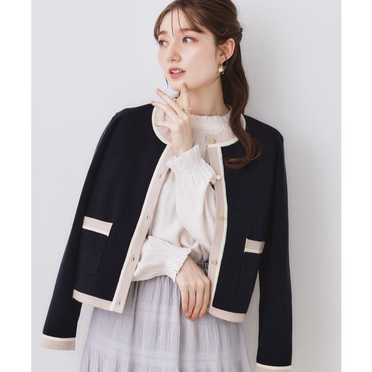 【ハレの日・通勤・着映え】配色 総針カーディガン | Couture brooch | 詳細画像21 
