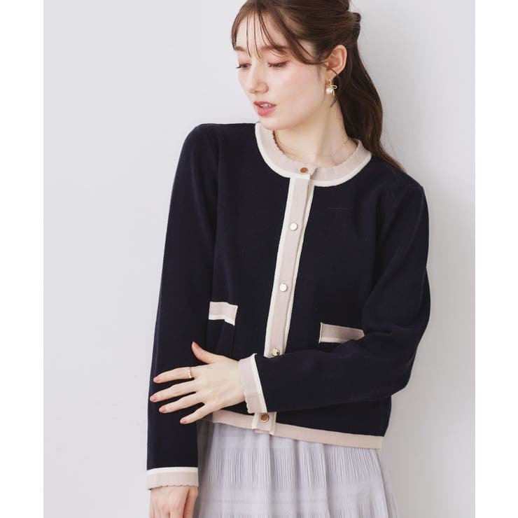 【ハレの日・通勤・着映え】配色 総針カーディガン | Couture brooch | 詳細画像22 