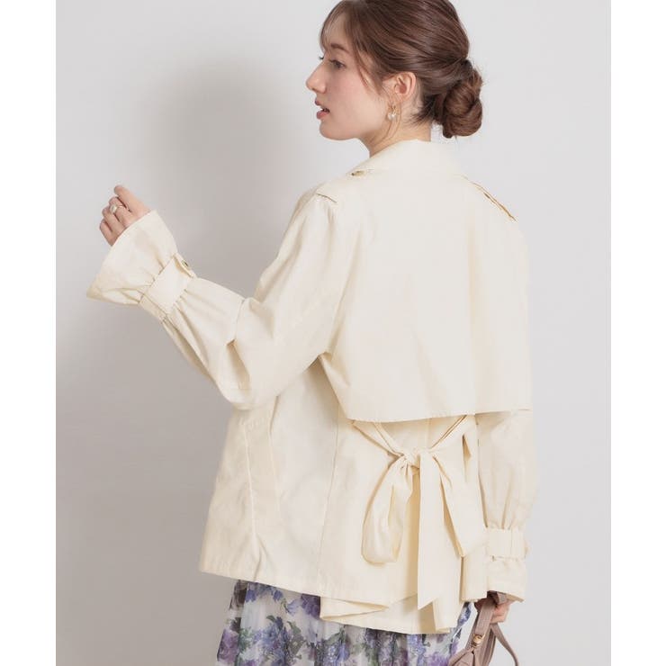 【撥水・洗える】ハーフ トレンチコート | Couture brooch | 詳細画像7 