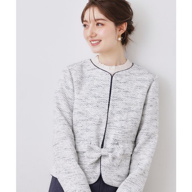 ブルー(093) | カルゼスラブツイードジャケット | Couture brooch