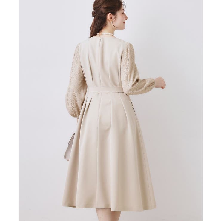 レース袖タックフレアワンピース | Couture brooch | 詳細画像3 