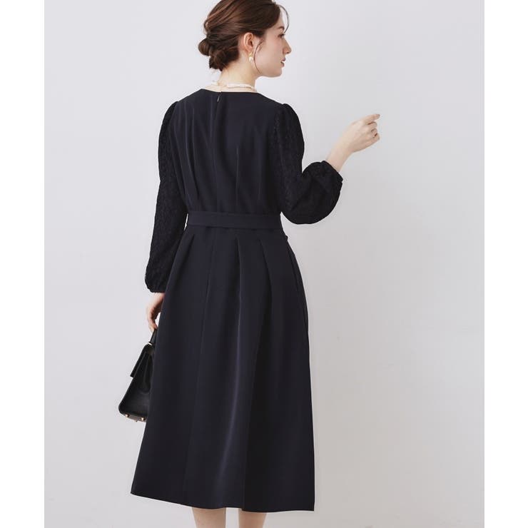 レース袖タックフレアワンピース | Couture brooch | 詳細画像12 