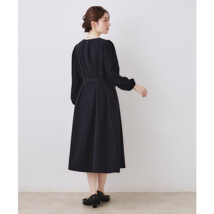 レース袖タックフレアワンピース | Couture brooch | 詳細画像17 