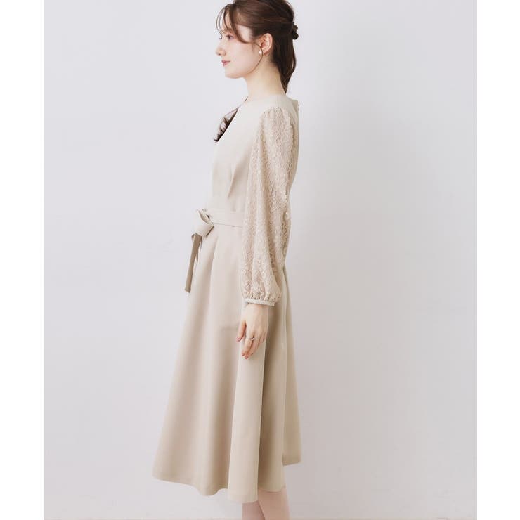 レース袖タックフレアワンピース | Couture brooch | 詳細画像20 