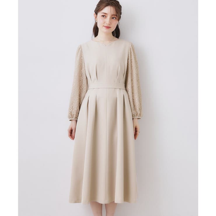 レース袖タックフレアワンピース | Couture brooch | 詳細画像28 