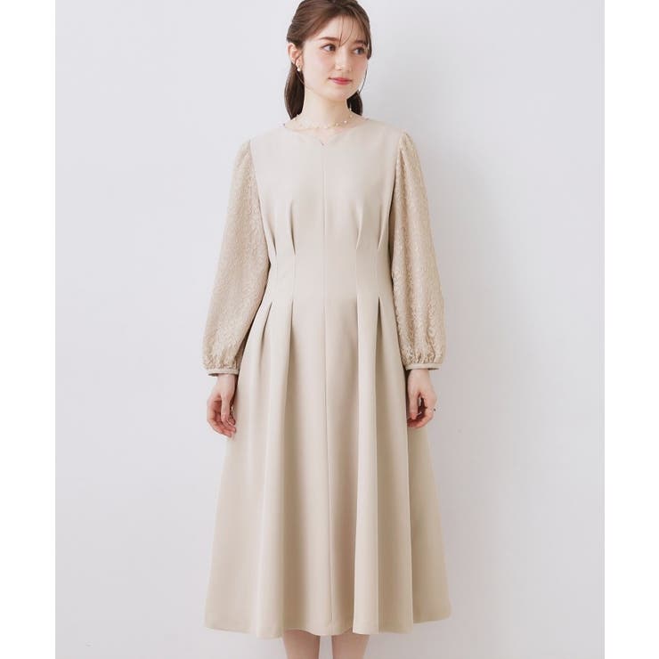 レース袖タックフレアワンピース | Couture brooch | 詳細画像30 