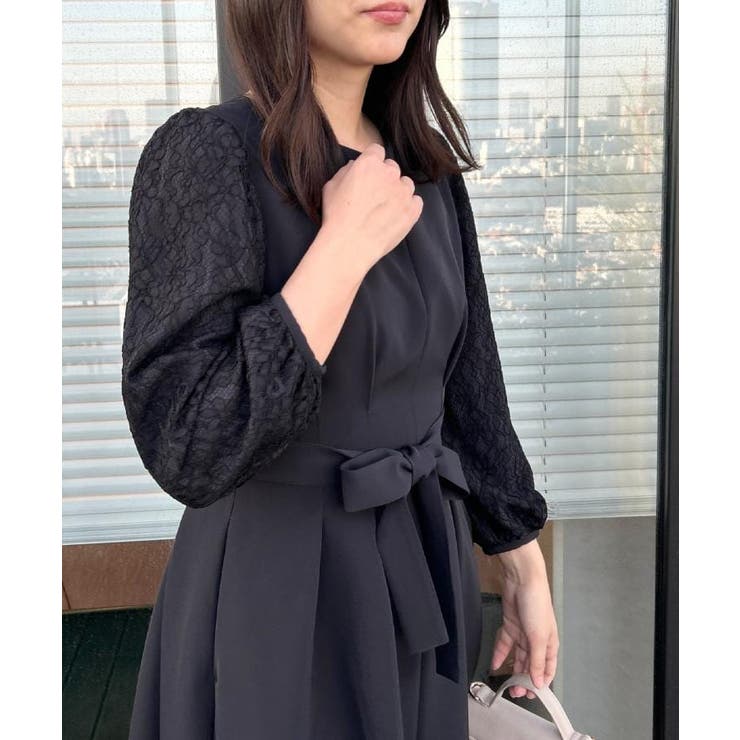 【ハレの日・通勤】レース袖タックフレアワンピース | Couture brooch | 詳細画像20 