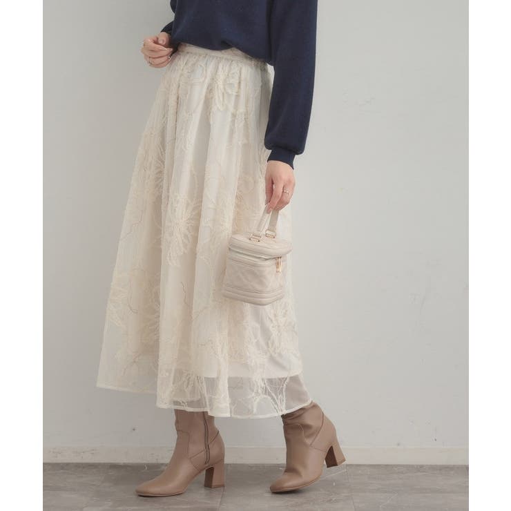 【通勤】ラメ刺繍ブークレチュールスカート | Couture brooch | 詳細画像5 