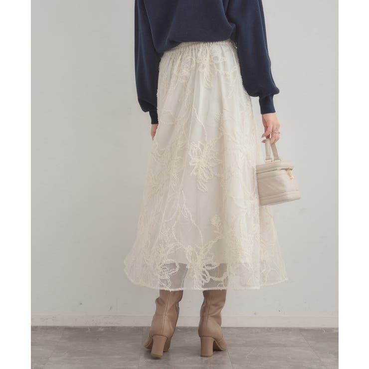 【通勤】ラメ刺繍ブークレチュールスカート | Couture brooch | 詳細画像6 