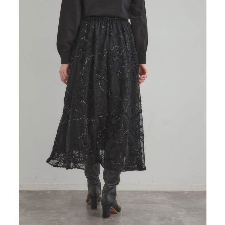 【通勤】ラメ刺繍ブークレチュールスカート | Couture brooch | 詳細画像16 