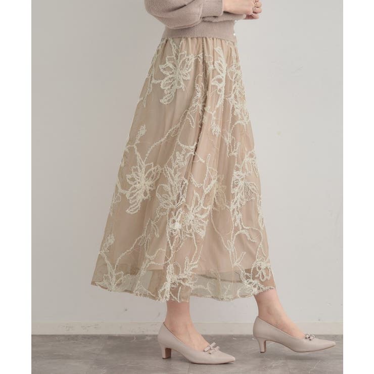 【通勤】ラメ刺繍ブークレチュールスカート | Couture brooch | 詳細画像25 