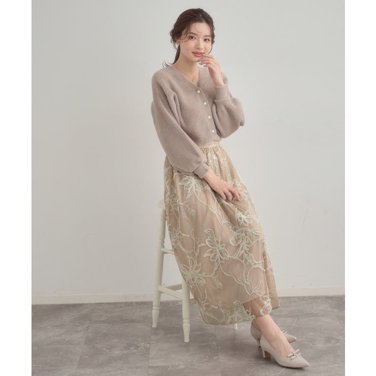 【通勤】ラメ刺繍ブークレチュールスカート | Couture brooch | 詳細画像21 