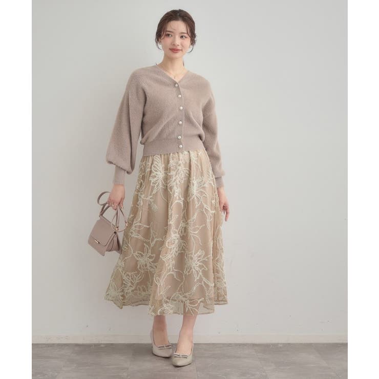 【通勤】ラメ刺繍ブークレチュールスカート | Couture brooch | 詳細画像22 