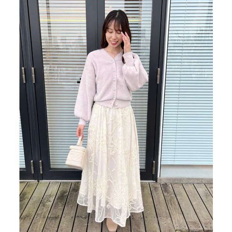 【通勤】ラメ刺繍ブークレチュールスカート | Couture brooch | 詳細画像7 