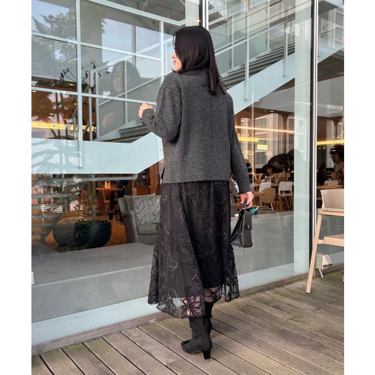 【通勤】ラメ刺繍ブークレチュールスカート | Couture brooch | 詳細画像19 